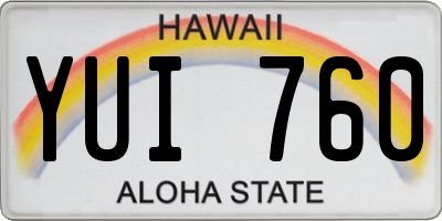 HI license plate YUI760