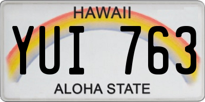 HI license plate YUI763
