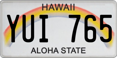 HI license plate YUI765