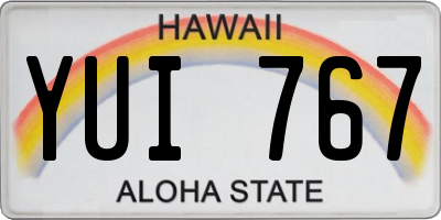 HI license plate YUI767
