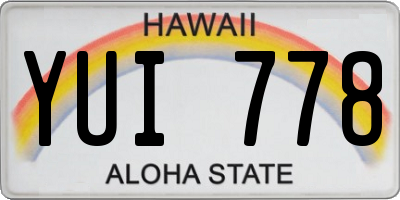 HI license plate YUI778