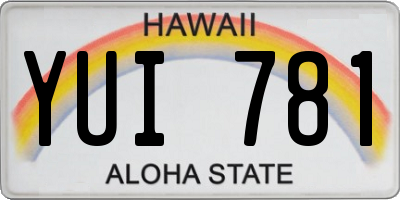 HI license plate YUI781