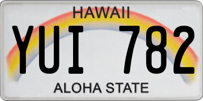 HI license plate YUI782