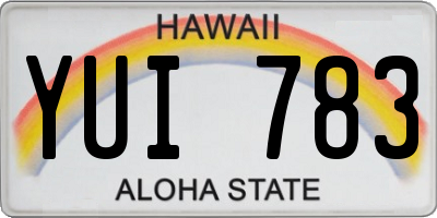 HI license plate YUI783