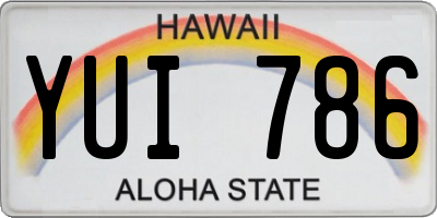 HI license plate YUI786