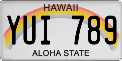 HI license plate YUI789