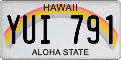 HI license plate YUI791