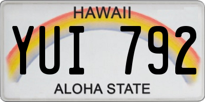 HI license plate YUI792