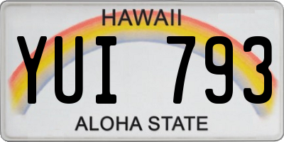 HI license plate YUI793