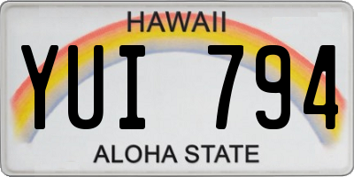 HI license plate YUI794