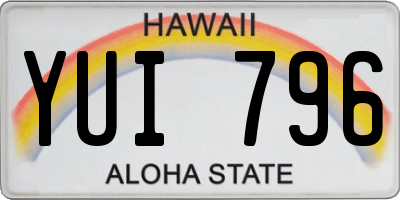 HI license plate YUI796