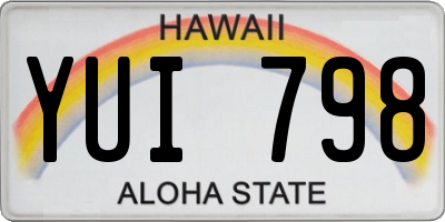 HI license plate YUI798