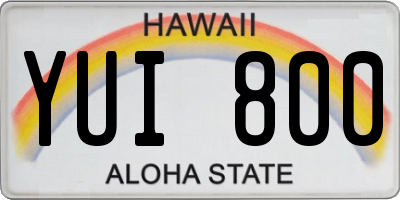 HI license plate YUI800