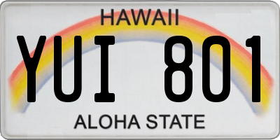 HI license plate YUI801