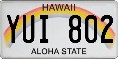HI license plate YUI802
