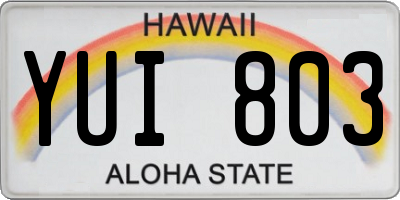 HI license plate YUI803