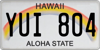 HI license plate YUI804