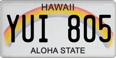 HI license plate YUI805