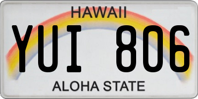 HI license plate YUI806