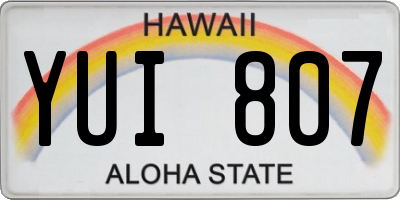 HI license plate YUI807