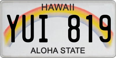 HI license plate YUI819