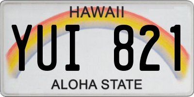 HI license plate YUI821