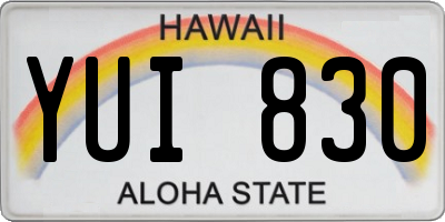 HI license plate YUI830