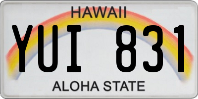 HI license plate YUI831