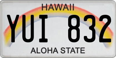 HI license plate YUI832