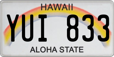 HI license plate YUI833