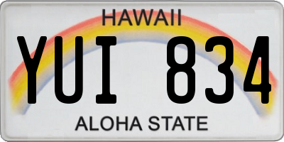 HI license plate YUI834
