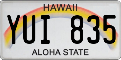 HI license plate YUI835
