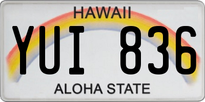 HI license plate YUI836