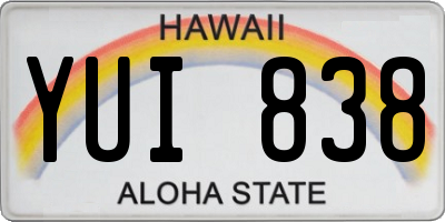HI license plate YUI838