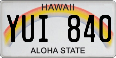 HI license plate YUI840