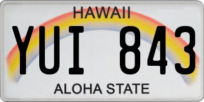 HI license plate YUI843