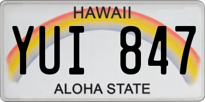 HI license plate YUI847