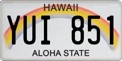 HI license plate YUI851