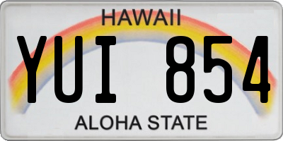 HI license plate YUI854