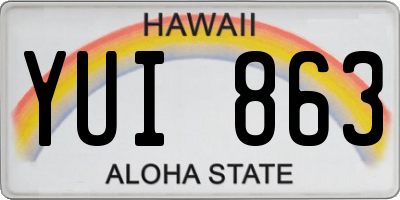HI license plate YUI863