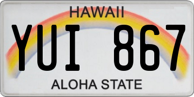HI license plate YUI867