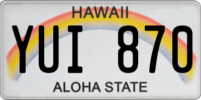 HI license plate YUI870