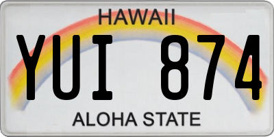 HI license plate YUI874