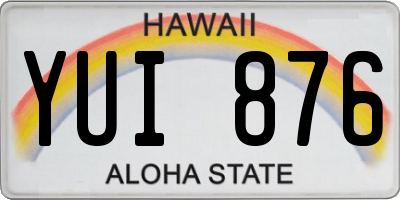 HI license plate YUI876