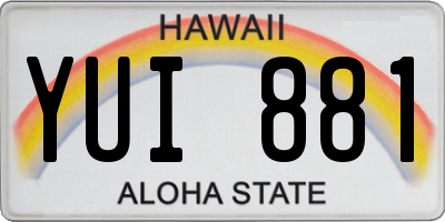 HI license plate YUI881
