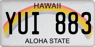 HI license plate YUI883