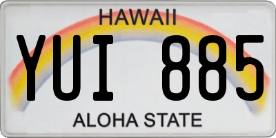 HI license plate YUI885