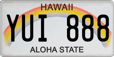 HI license plate YUI888