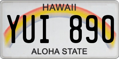 HI license plate YUI890