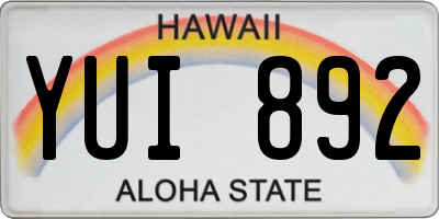 HI license plate YUI892